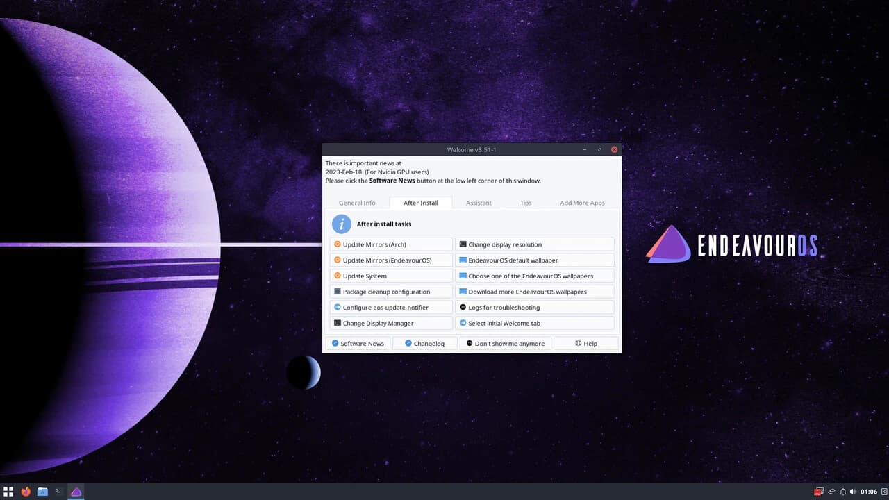 EndeavourOS screenshot