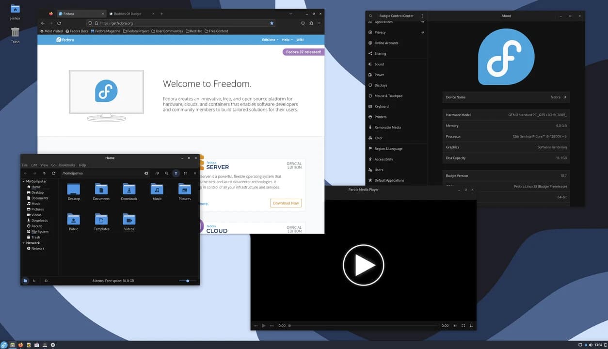 Fedora Budgie Atomic screenshot
