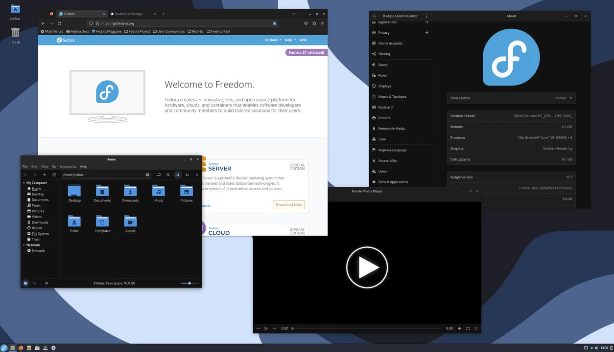 Fedora Budgie Spin screenshot